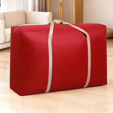 Imagem de Pacote com 2 sacos de embalagem de grande capacidade, cobertor de roupas à prova d'água, bolsa de mudança, tecido, bagagem, tecido não tecido, bolso de pele - vermelho