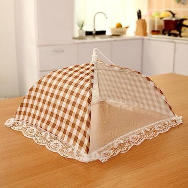 Imagem de Tampa de Alimento para Tela Pop-Up Paraguas Malha - -mosquito Festas ao Ar Livre Piqueniques Churrascos Reutilizável Plegável com Design Tecido Xadrez