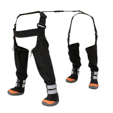 Imagem de Botas Caninas com Suspensórios,Dot Pattern,Suspensórias Ajustáveis com Faixa Refletora para Cães - Para Patas de Filhotes em Condições de Frio Neve e