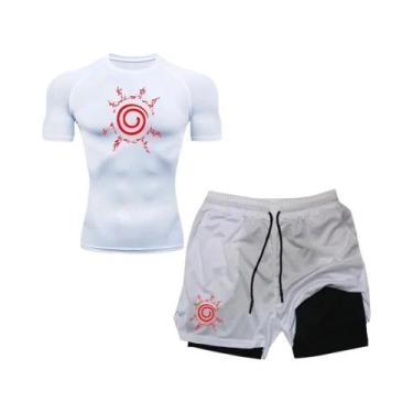 Imagem de Conjunto De Roupas De Treino Para Homens 2 Em 1 Camiseta De Compressão