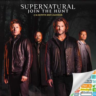 Imagem de Calendário Supernatural 2025 – Pacote de calendário de parede sobrenatural Deluxe 2025 com mais de 100 adesivos de calendário (presentes de programa de TV sobrenatural, material de escritório)