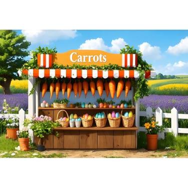 Imagem de Baocicco 1,5 x 0,9 m, primavera, Páscoa, cenouras, loja, ovos coloridos, jardim, cerca, fotografia, fundo, primavera, férias, festa, decoração para crianças, recém-nascidos, chá de bebê, retrato
