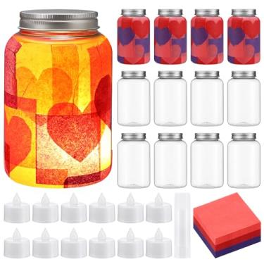 Imagem de Qinyoung 12 peças de potes de pedreiro para o dia dos namorados, artesanato com vela de LED, faça você mesmo, kits de artesanato para o dia dos namorados, suprimentos para lembrancinhas de casamento