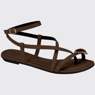 Imagem de Sandália Rasteira Feminina Tiras Cruzadas Dedal Ouro Beira Rio 8367.875.9569-Feminino