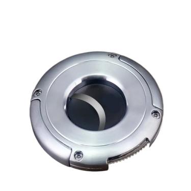 Imagem de JDIME Cortador de charutos redondo de luxo de aço inoxidável de dois gumes 62 tesouras perfuradoras faca de corte caixa de presente (prata)