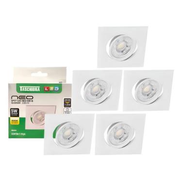 Imagem de Kit 5 Spot Led Neo Mr16 Embutir Quadrado 5w Taschibra 3000k
