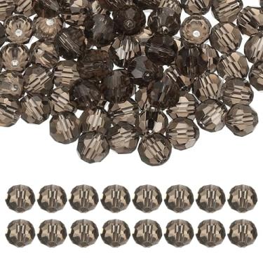Imagem de Generic Contas de cristal redondas de 8 mm, 100 peças de contas de vidro facetadas de esferas espaçadoras soltas para fazer joias, pulseira, colar, brincos, sinos de vento, artesanato, cinza