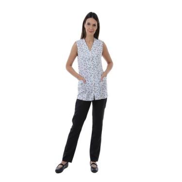 Imagem de Conjunto Estampado  de Calça e Colete  em Algodão para Doméstica, Cope