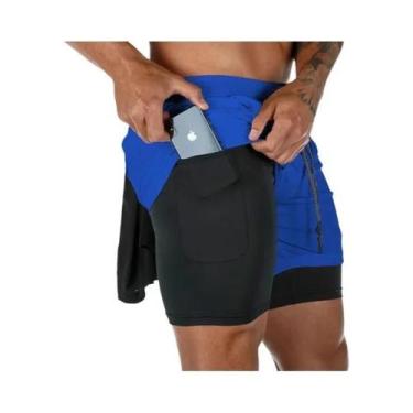Imagem de Bermuda Masculina De Secagem Rápida 2 Em 1 Para Verão, Camada Dupla, P