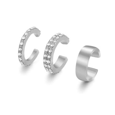 Imagem de Conjunto de brincos femininos de zircônia cúbica, banhado a ouro 14 K, cristal não perfurado, brincos punk fashion joias presentes, Metal, Cristal