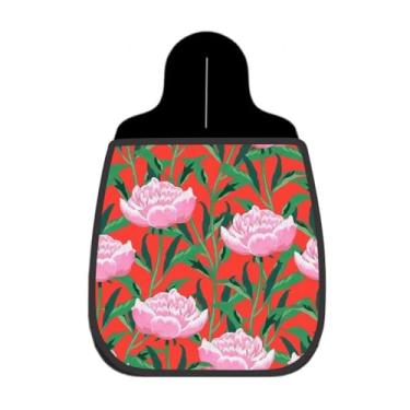 Imagem de Lixeira De Carro Organizador Lixinhocar Peônias Rosa Folhagem Verde Vermelho