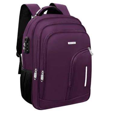 Imagem de Mochila Bolsa Masculina Feminina Notebook Reforçada Semi Impermeável Escolar Faculdade Trabalho Viagem Resistente Executiva Saída USB e Cadeado (Lilas)