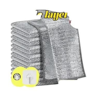 Imagem de Pano De Prato De Tecido Prateado Dupla Face Absorvente Para Remoção De