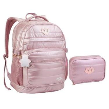 Imagem de Kit Mochila e Estojo Juvenil Bolso Notebook Lorena-Feminino