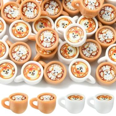 Imagem de Ipotkitt 40 peças, 2 cores, xícara de café de resina com estatuetas de cachorro, miniaturas, bebidas, animais, canecas, ornamentos de caneca de café, pingentes para casa, mesa, carro, escritório