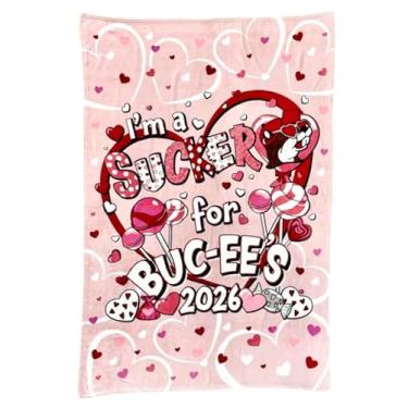 Imagem de Buc-ee's Cobertor de Dia dos Namorados I'm a Sucker 2026, rosa com corações e design de doces