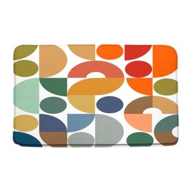 Imagem de Tapete de banho colorido de meados do século, moderno, geométrico, bonito, boêmio, abstrato, estético, minimalista, exclusivo, decoração de banheiro, tapete, 48 x 75 cm