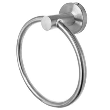 Imagem de PHITUODA Anel de toalha de níquel escovado, suporte de toalha de mão de aço inoxidável moderno cabide redondo para banheiro montado na parede (pacote com 1)