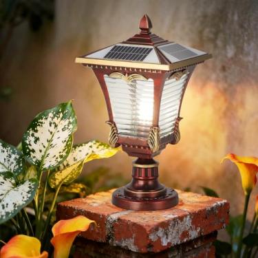 Imagem de SLAWA Poste De Luz Solar De 16,14" Moderno, Lanterna Externa De Alumínio, Iluminação Externa Ip65 À Prova D'Água, Led, Com Energia Solar, Lâmpadas Para Jardim, Quintal, Piscina, Entrada, Gramado, C