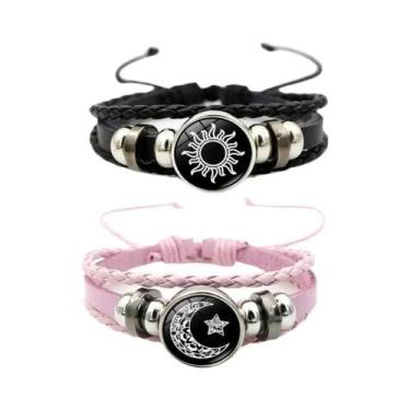 Imagem de Pulseiras Luminosas Sol E Lua Para Casal, Ajustáveis, Trançadas Em Pre