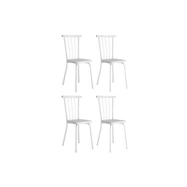 Imagem de Cadeira De Cozinha 154 Aço Kit 4 Uni Branco/courano Branco - Carraro