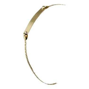 Imagem de Pulseira Infantil Ouro 18K 750 Placa Lisa Nome Piastrine 13cm com Redutor Joia Certificada