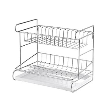 Imagem de Escorredor de pratos de 2 níveis, escorredor de louças, prateleira de armazenamento de louças, escorredor de louça, suporte de tigela
