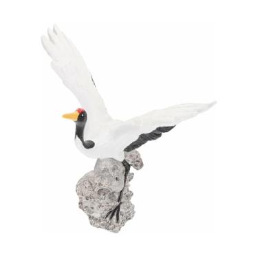 Imagem de Ornamentos de Paisagem Bonsai Garça Branca Simulada Estátua Resina Pintada à Mão Leve Trabalho Exquisito Aparência Elegante para Sala Estar Portão Estudo Recepção Chá Jardinagem Móveis Casa