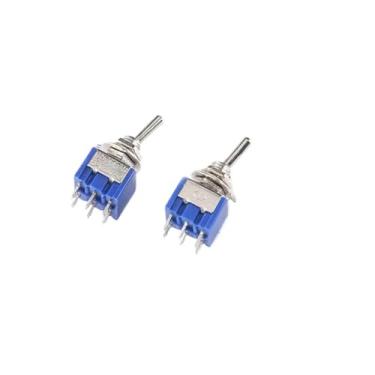 Imagem de POWTAXBJGD Interruptor de alternância MTS-102/103/202/203 de 1,5 metros/1,8 m, duas/três engrenagens, único/duplo, interruptor basculante azul ON-ON ON-Off-ON (MTS-203 6PIN)