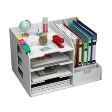 Imagem de Rack de armazenamento de pastas, suporte de arquivos de material de escritório, estante de plástico para mesa, suporte de armazenamento de documentos, rack de armazenamento de arquivos