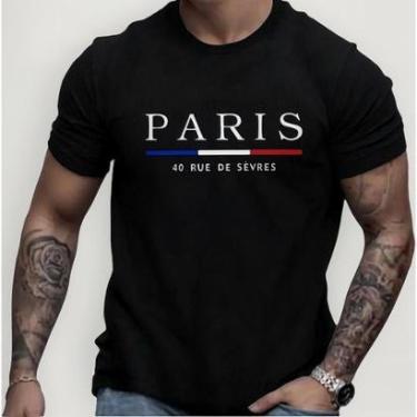 Imagem de Camisa Estampada Masculina Paris Leve Macia de Algodão-Masculino