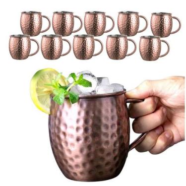 Imagem de Jogo 30 Caneca Moscow Mule Alumínio Cobre Bronze Drinks Bar 500ml - CL