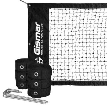 Imagem de Kit Beach Tennis Preto - Rede Oficial Pro + Fita Marcação