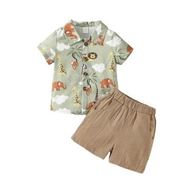 Imagem de Conjunto De Camisa E Shorts De Verão Para Menino Com Estampa De Animai