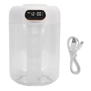 Imagem de Naroote Umidificador de Ar de Spray Duplo para Quarto 3L Umidificador Pessoal Silencioso Com Luz Noturna Desligamento Automático Alimentado por USB Dormitório Branco Escritório Carro