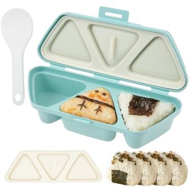 Imagem de Molde de Onigiri 6 em 1 com colher de arroz Antiaderente Triângulo Onigiri Molde Uma vez Faça Rapidamente 6 peças Máquina de Bola de Arroz de Algas Marinhas Multifuncional para Fazer e Armazenar Sushi