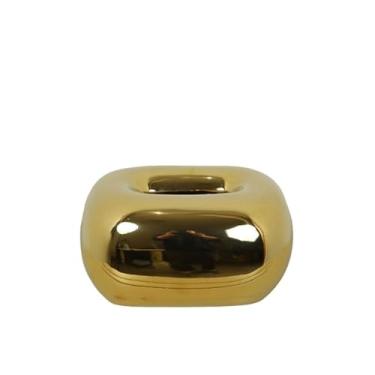 Imagem de Caixa de toalhas Caixa de lenços papel cerâmica moderna para uso doméstico, armazenamento criativo para mesa jantar, guardanapo, dispensador facial, enfeites Organizador para Home(Gold)
