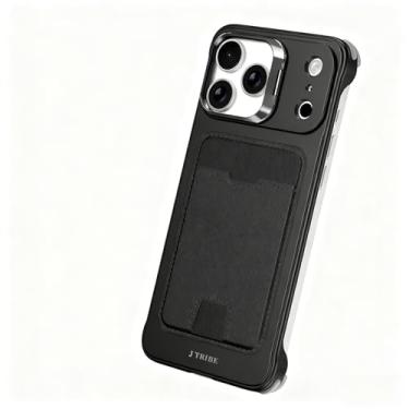 Imagem de HUHUCASE Capa para iPhone 17 Pro Max, suporte para cartão SIM, suporte de lente de metal sem moldura, capa de proteção contra quedas (iPhone 16Pro, preto)