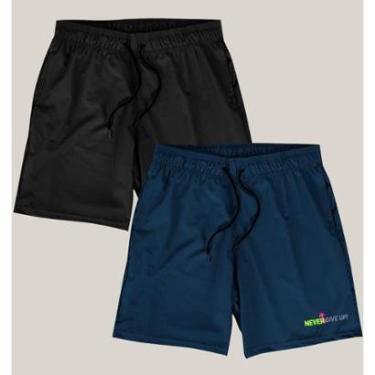 Imagem de Kit 2 Shorts Academia Masculino Elastano Premium WSS Gym Never Give Up Azul-Masculino