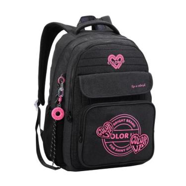 Imagem de Mochila De Costas Color Up Meninas Teen Escolar Glitter Cor:Preto - Se