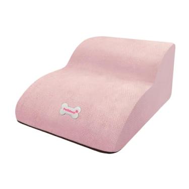 Imagem de Fenteer Escada para cães com 2 níveis, rampa antiderrapante, lavável, inclinação suave, multiuso para animais de estimação pequenos e cães idosos. Cama, Rosa