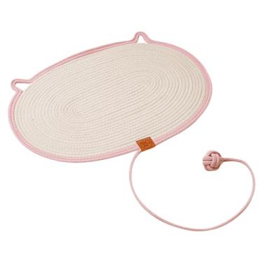 Imagem de Arranhadores Para Gatos Interior,Com Bola de Algodão e Linho Natural Antiderrapante e Interativo,Base Arranhador para Gatos | Para Casa Brincar Interior Treino Estímulo Mental em Família