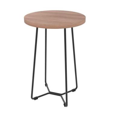 Imagem de Mesa Lateral Pix com Estrutura Preta e Tampo Noce Oro - Frisokar