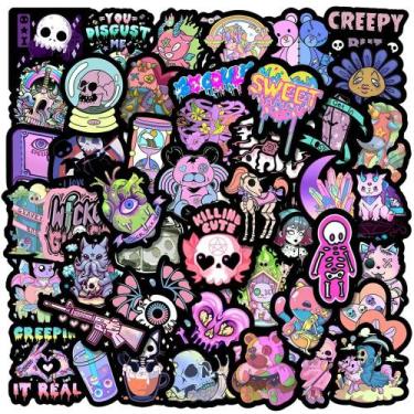 Imagem de Adesivos De Halloween De Horror Gótico 50pcs, Decalques De Caveira Fof