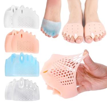 Imagem de Corretor de joanetes para mulheres - Separadores de dedos de silicone com almofadas macias e respiráveis - Espaçadores de dedos novos para joanetes conjunto de 4 peças