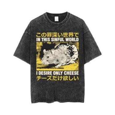 Imagem de Camiseta Masculina Oversized Com Estampa De Sapo Engraçado, Estilo Jap