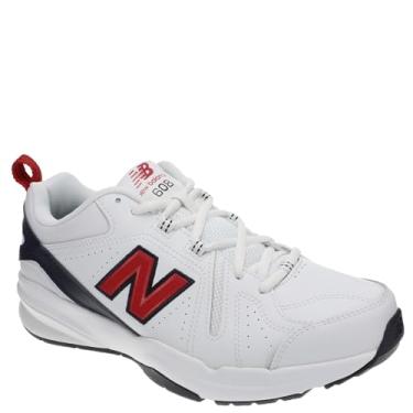 Imagem de New Balance Tênis masculino 608 V5 casual Comfort Cross Trainer, Branco e vermelho, 45