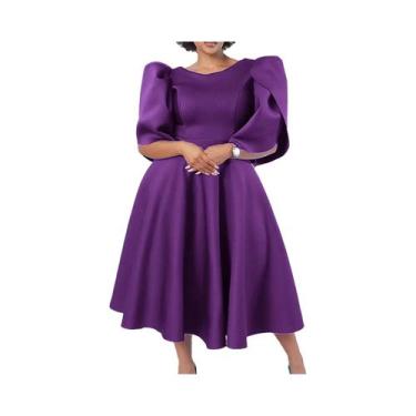 Imagem de Vestido Midi Plissado Elegante De Cintura Alta Para Mulheres, Gola Red