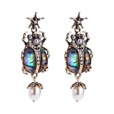 Imagem de Brincos De Concha E Besouro Estilo Boêmio Feminino Em Liga De Aço Com 