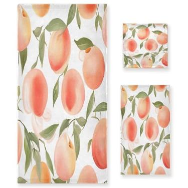 Imagem de xigua Conjunto de toalhas de banheiro pêssego absorvente macio 3 peças toalha de banho toalha de mão toalhas decorativas para banheiro, academia, hotel, praia, piscina